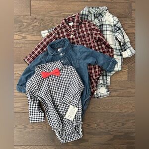 Baby Boy Plaid and Denim Onesies Set
